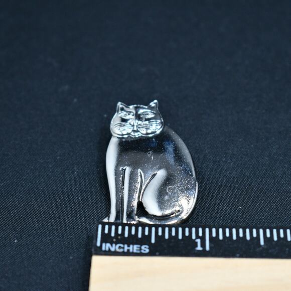 Vintage Laurel Burch Mystic Cat Brooch, Rhodium Plated - Picture 7 of 10